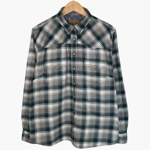 JACHS NY Girlfriend Plaid Flannel Button Down Shirt - Pearl Snaps - Size L